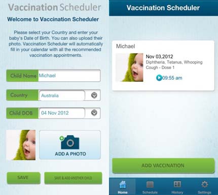 vaccination scheduler screenshot
